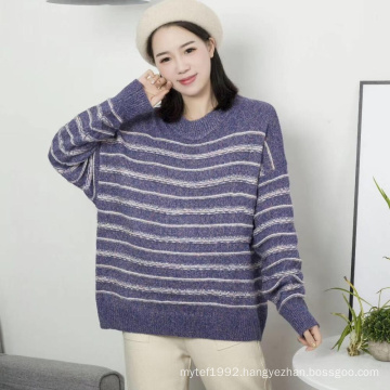 Autumn Winter Long Sleeve sweater crew neck oversize women loose custom knit sweater